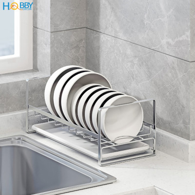 Kệ úp chén 9 ngăn có khay nhựa nhỏ gọn Inox 304 Hobby Home Decor KUC9