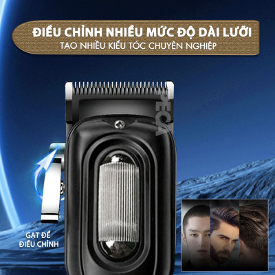 Tông đơ cắt tóc chuyên nghiệp Kemei KM-1727 công suất mạnh 8W màn hình LCD sạc nhanh USB tiện lợi - Chính hãng