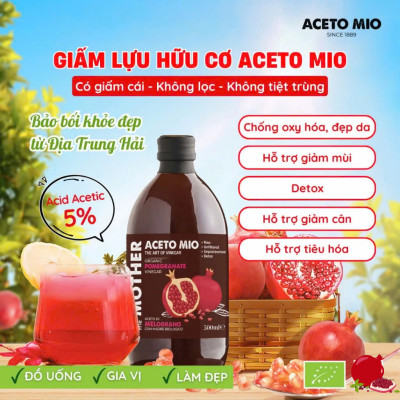 Combo 2 Chai Giấm Lựu Hữu Cơ Aceto Mio (Có Giấm Cái) 500ml, Hỗ Trợ Detox Cơ Thể, Tốt Cho Sức Khỏe