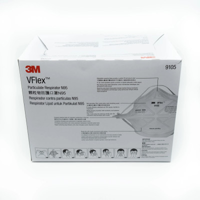 Hộp 50 cái khẩu trang dạng gấp Vflex chống virus, chống bụi, mùi hôi và kháng khuẩn N95 3M 9105 - bảo vệ hô hấp, dễ thở