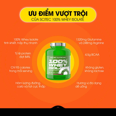 Sữa Tăng Cơ Scitec Nutrition 100% Whey Isolate 2kg ( 80 Servings )