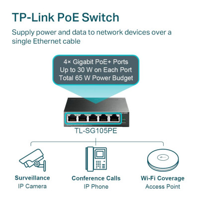 Switch TP-Link TL-SG105 Gigabit Hàng Chính Hãng - 5 cổng RJ45 10/100/1000Mbps, Vỏ Kim Loại