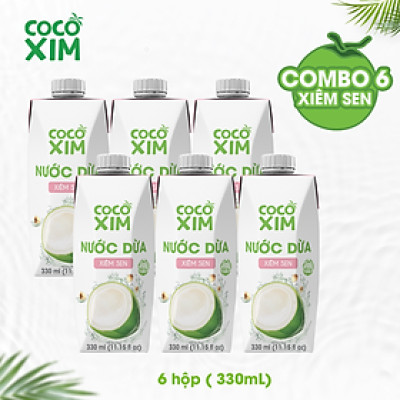 COMBO 6 HỘP Nước dừa đóng hộp Cocoxim Sen 330ml/hộp