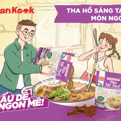 Nước Xốt (Sốt) Cô Đặc Vị Bún Bò Huế KanKook Gói 210g Nấu/Trộn Ăn Liền Vị Hoàn Chỉnh Chuẩn Vị Bún Bò Huế