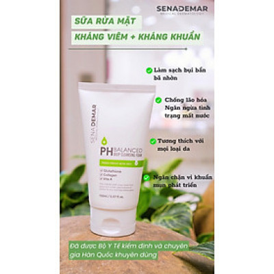 Sữa Rửa Mặt SENADEMAR 150ml Hàn Quốc hạn 2027 Làm Sạch Bụi Bẩn-Dầu Thừa-Loại Bỏ Mụn Đầu Đen