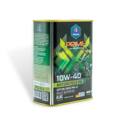 Nhớt Xe Máy PRIME Lon 800ML Tổng Hợp Toàn Phần, SAE 10W40, API SN, JASO MA2, Nhập Khẩu Chính Hãng
