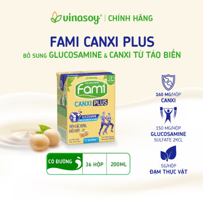 Thùng sữa đậu nành Vinasoy Fami Canxi Plus hộp (200ml x 36 hộp)