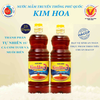 Nước Mắm truyền thống Kim Hoa Phú Quốc 25 độ đạm chai 1 Lít