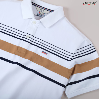 Áo Polo Nam VIỆT PHÁP Form Luxury - Thun 4 Chiều Sọc không túi , lịch lãm, sang trọng 2229