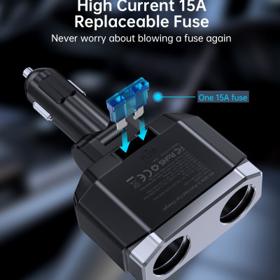 Tẩu sạc Choetech TC0020 đa năng 200w có 2 cổng Type C + 1 cổng Usb (Hàng chính hãng)