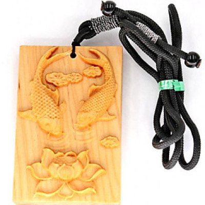 Vòng cổ mặt gỗ ngọc am khắc hình Song Ngư MG84