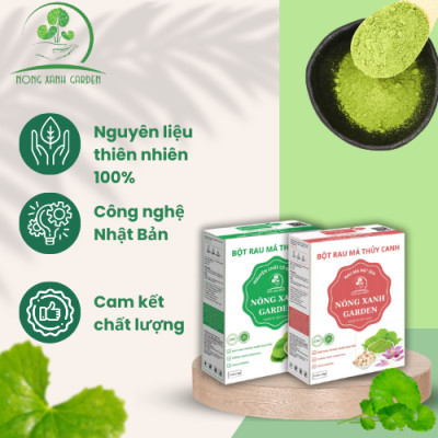 Nông Xanh Garden Combo 2 Hộp Bột Rau Má Thủy Canh Nguyên Chất Có Đường + Hạt Sen Hộp 15 gói hòa tan uống liền, mát gan, đẹp da