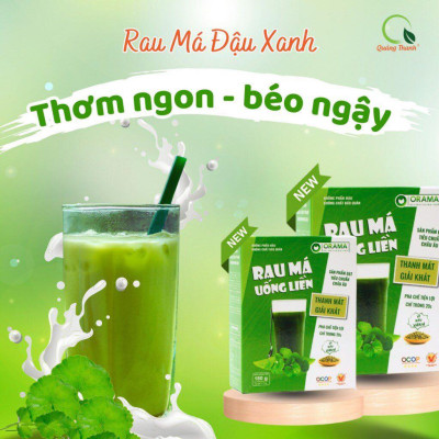 Bột Rau Má Đậu Xanh Quảng Thanh Hộp 180g ( 15g*12gói) - Mát gan, detox, giảm mụn, giảm cân, giải nhiệt cơ thể