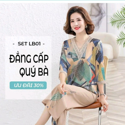 Đồ bộ trung niên cho bà cho mẹ, chất liệu Lụa Hàn mát, thấm hút mồ hôi, đồ bộ nữ kiểu set đi chơi , bộ đồ trung niên, Nesa Shop