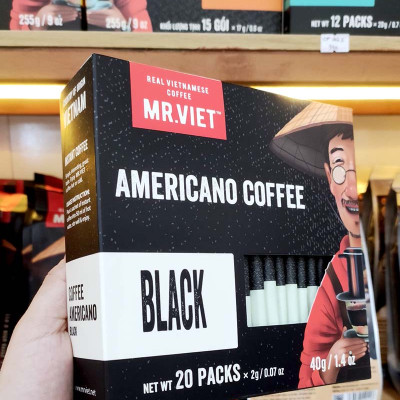Cà phê Đen Hòa Tan Mr Việt 40g - Mr Viet Black Instant Coffee - (20 gói x 2gr )