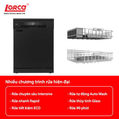 Máy Rửa Bát 13 Bộ LORCA TA 918DWB Hàng Chính Hãng Nhập Khẩu Cao Cấp Hiệu Suất Cao Chống Ồn Tiết Kiệm Điện