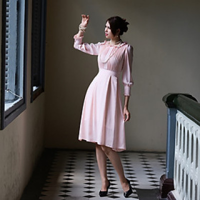 Đầm Xoè Cao Cấp Thời trang thiết kế Hity DRE115 (Hồng Anh Đào)