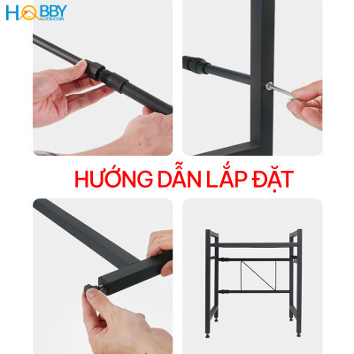 Kệ lò vi sóng 1 tầng điều chỉnh inox sơn đen Hobby home decor KVS1