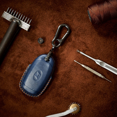 Bao Da Ép Phom Chìa Khóa Handmade Hyundai Kona da bò thật - hàng chính hãng