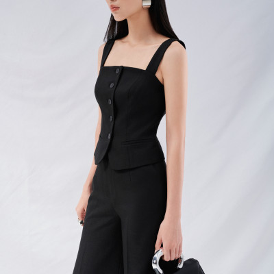 Áo 2 dây dáng ôm cài cúc trước Sadie thiết kế cao cấp WHITE CHIC