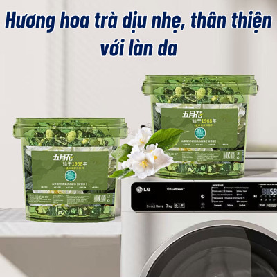 Hộp 140 Viên Giặt Xả 5 Trong 1 Siêu Sạch Siêu Thơm Tho Kháng Khuẩn 99% Hương Hoa Trà