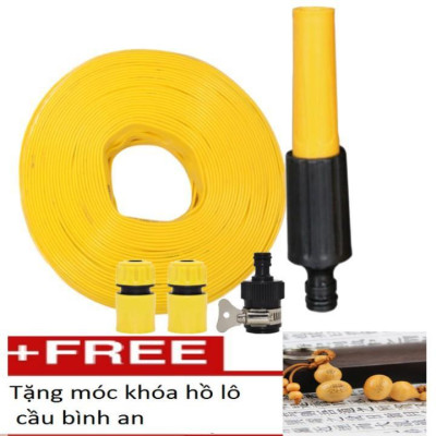  Bộ dây vòi xịt nước rửa xe,tưới cây .tăng áp 3 lần,loại 3m,5m 206622-5 cút sập,nối nhựa đen+ tặng móc khoá