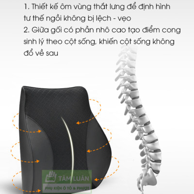 Đệm tựa lưng ghế văn phòng, gối cao su non tựa lưng ô tô Tâm Luân - Vỏ gối tựa lưng da kết hợp lưới siêu thoáng, sang trọng, gối tựa lưng văn phòng
