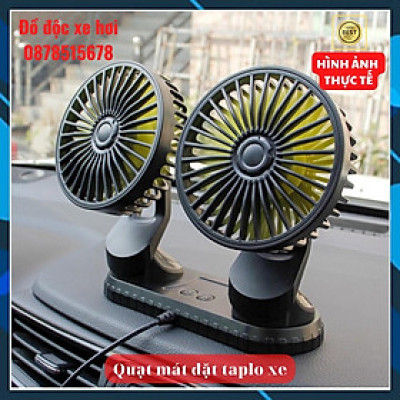 Quạt đôi mini công suất lớn dùng xe 12v, 24v xoay 360 tiện ích trên ô tô, xe hơi - hàng cao cấp