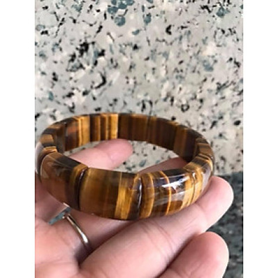 VÒNG BẢN CÚP 15CM DẦY 7CM  ĐÁ MẮT HỔ TỰ NHIÊN VÀNG NÂU BÓNG NAM MỆNH KIM MỆNH THỔ THUỶ FREESIZE