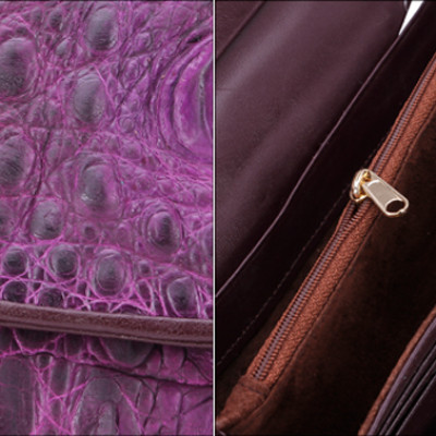 Ví Nữ Da Cá Sấu 3 Gấp Gai Huy Hoàng HT3289 (19 x 10.5 cm) - Tím